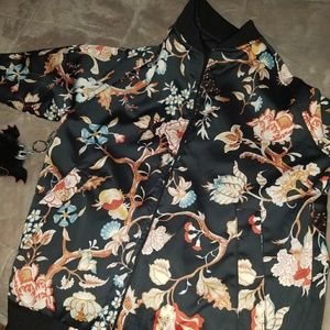 Reversible flower bomber jacket